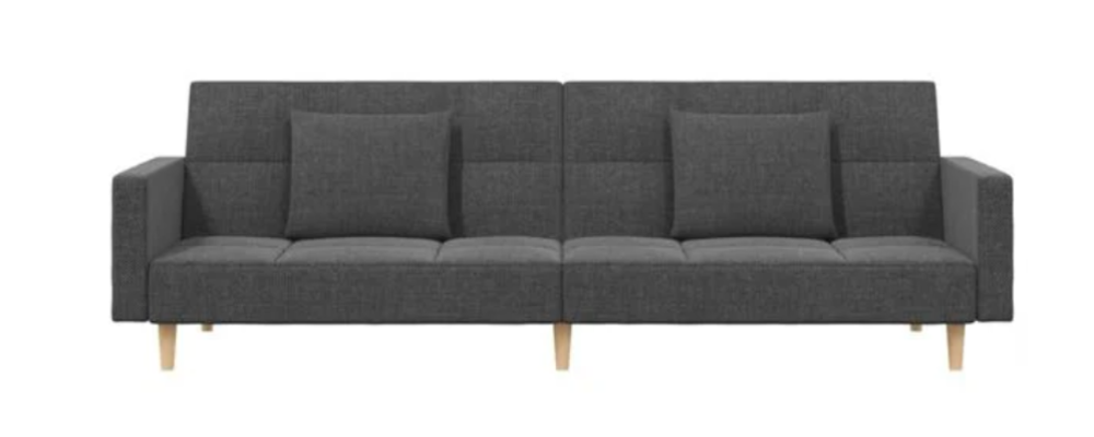 Canapé convertible en tissu avec oreillers