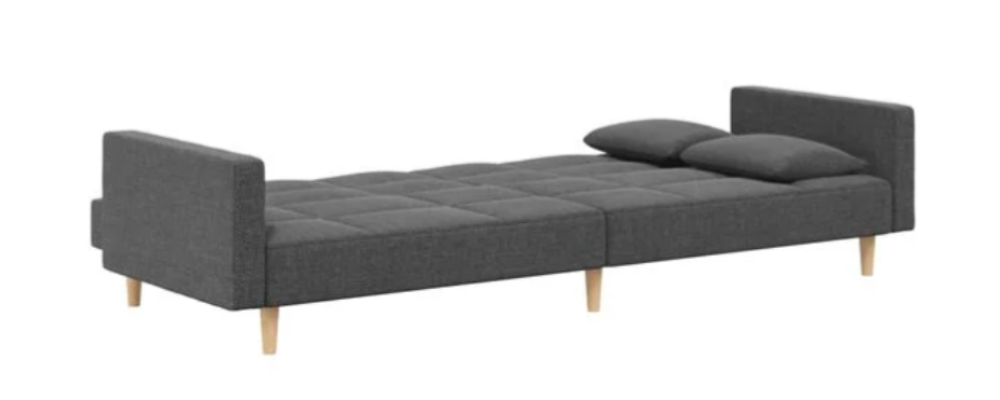 Canapé convertible en tissu avec oreillers