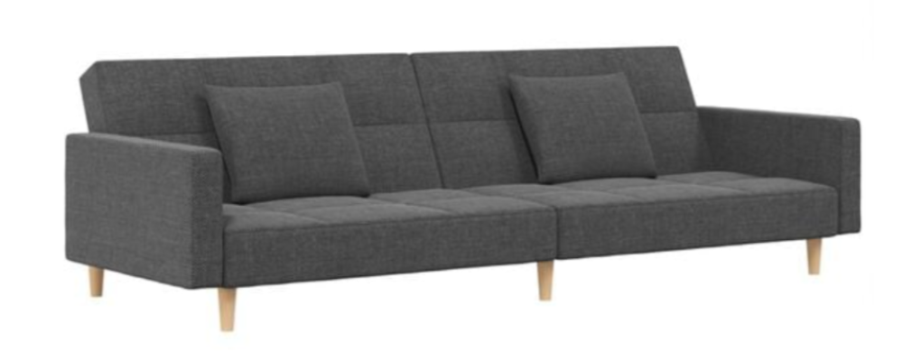 Canapé convertible en tissu avec oreillers