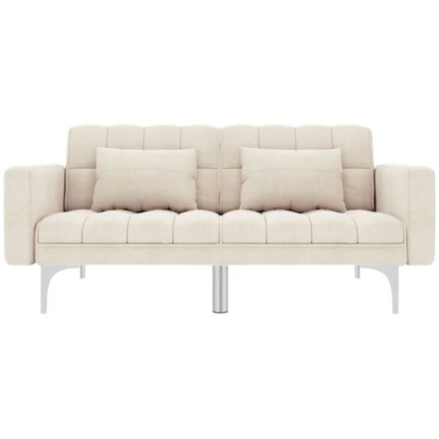 Canapé convertible en tissu avec oreillers