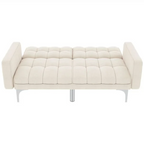 Canapé convertible en tissu avec oreillers