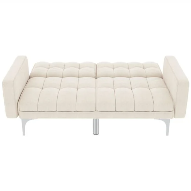 Canapé convertible en tissu avec oreillers