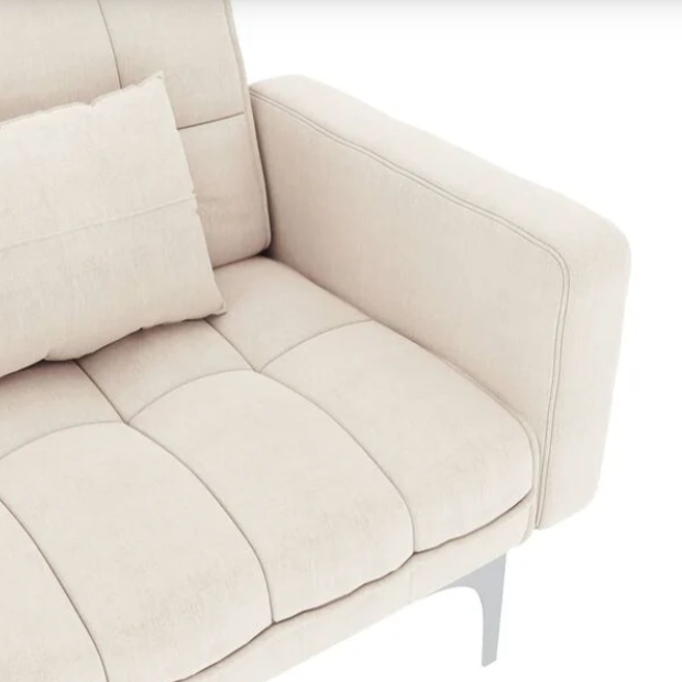 Canapé convertible en tissu avec oreillers