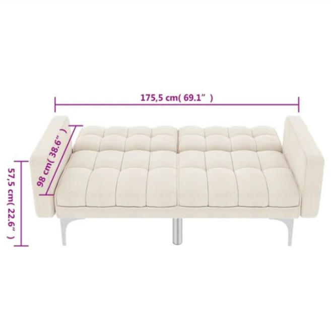 Canapé convertible en tissu avec oreillers