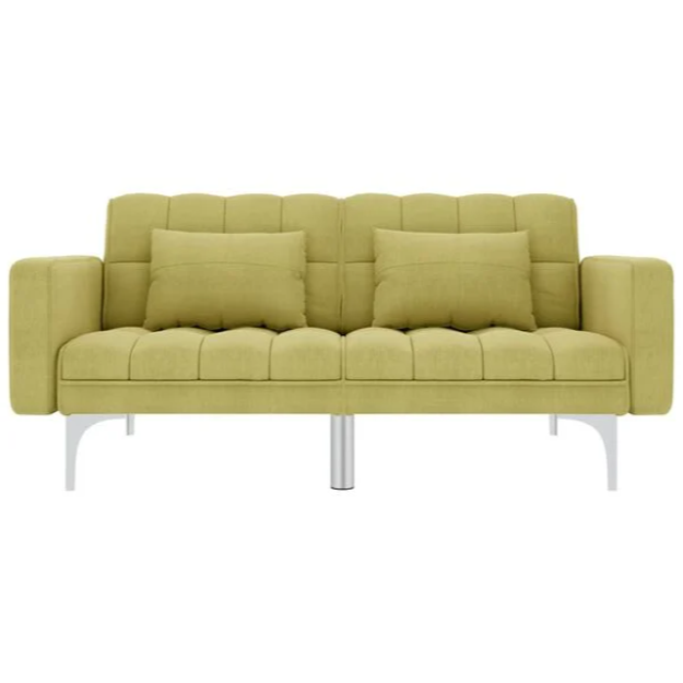 Canapé convertible en tissu avec oreillers