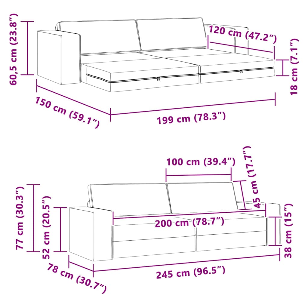 Canapé convertible en tissu