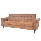 Canapé convertible style Chesterfield en daim marron