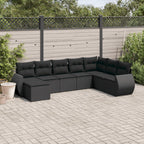 Canapé modulable de jardin en tissu et résine tressée (8 places)