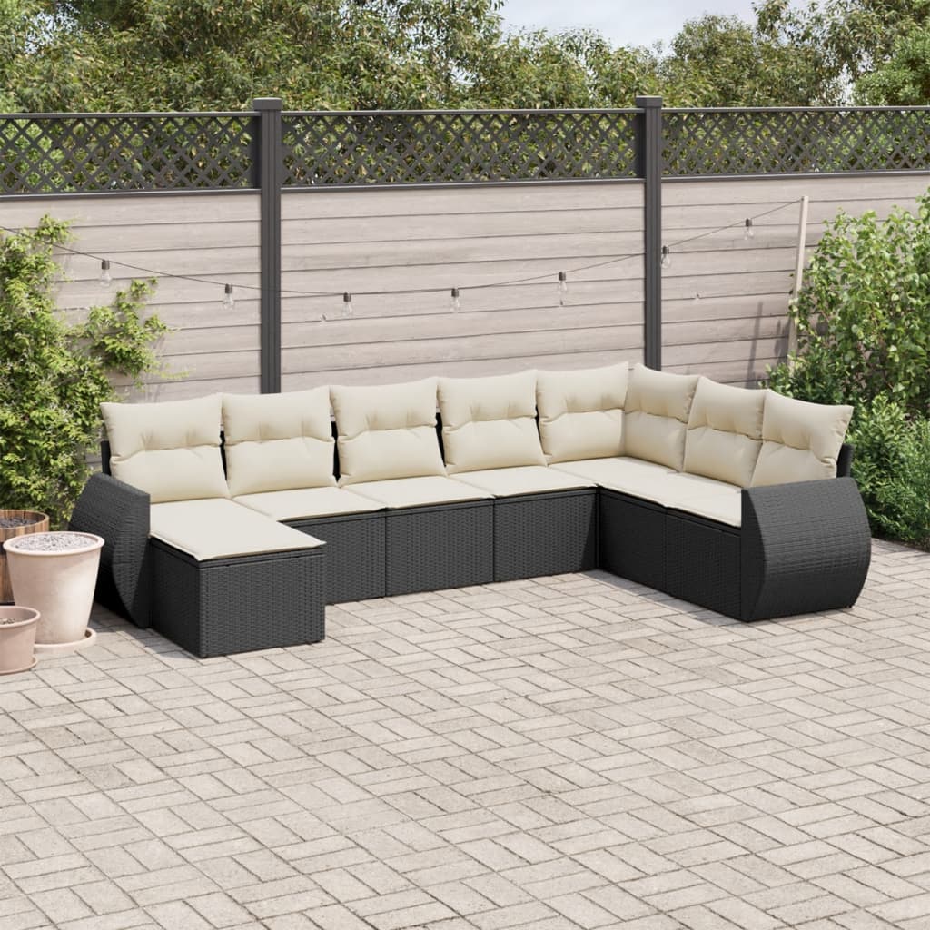 Canapé modulable de jardin en tissu et résine tressée (8 places)