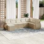 Canapé modulable de jardin en tissu et résine tressée (8 places)