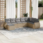 Canapé modulable de jardin en tissu et résine tressée (8 places)