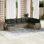 Canapé modulable de jardin en tissu et résine tressée (8 places)