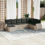 Canapé modulable de jardin en tissu et résine tressée (8 places)