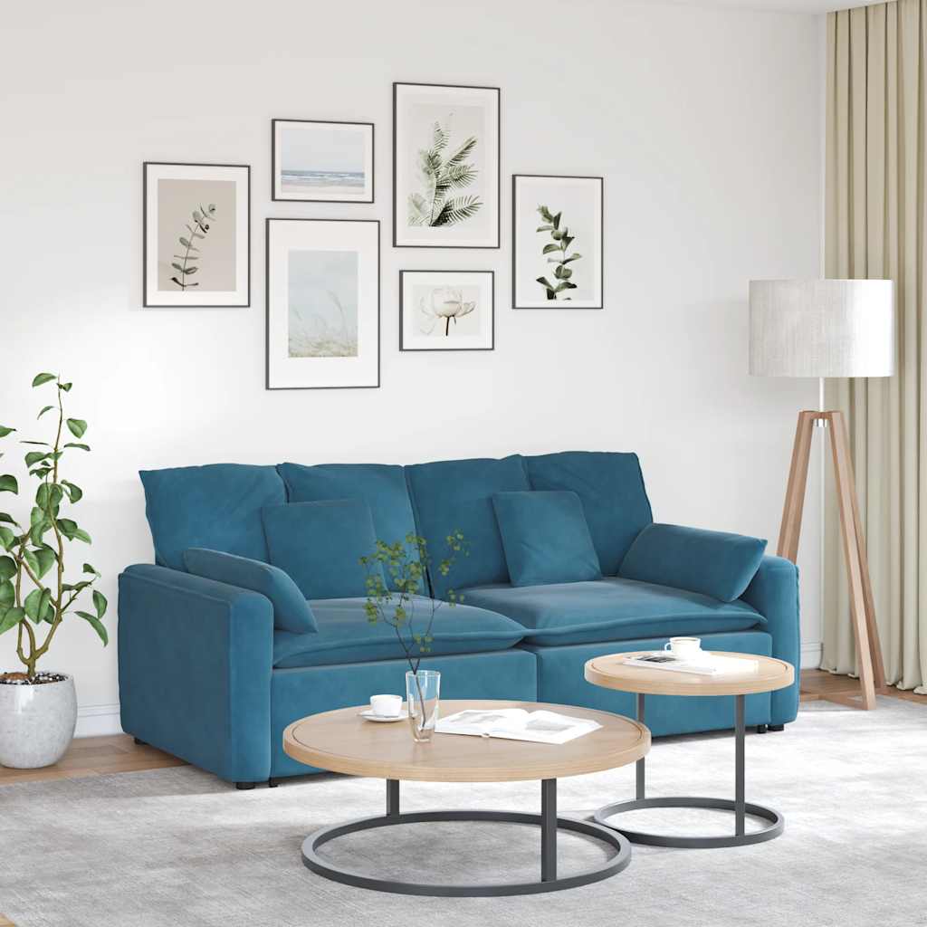 Canapé modulable en velours avec coussins