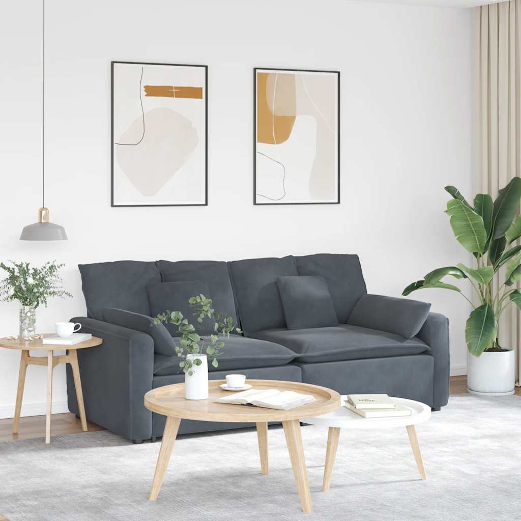 Canapé modulable en velours avec coussins