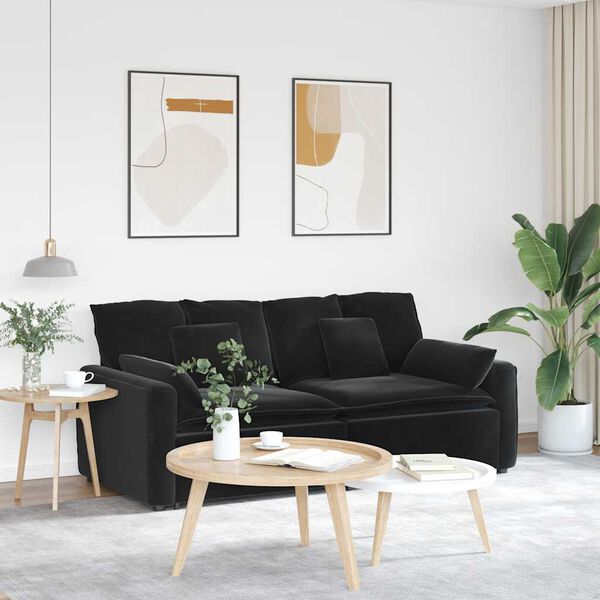 Canapé modulable en velours avec coussins