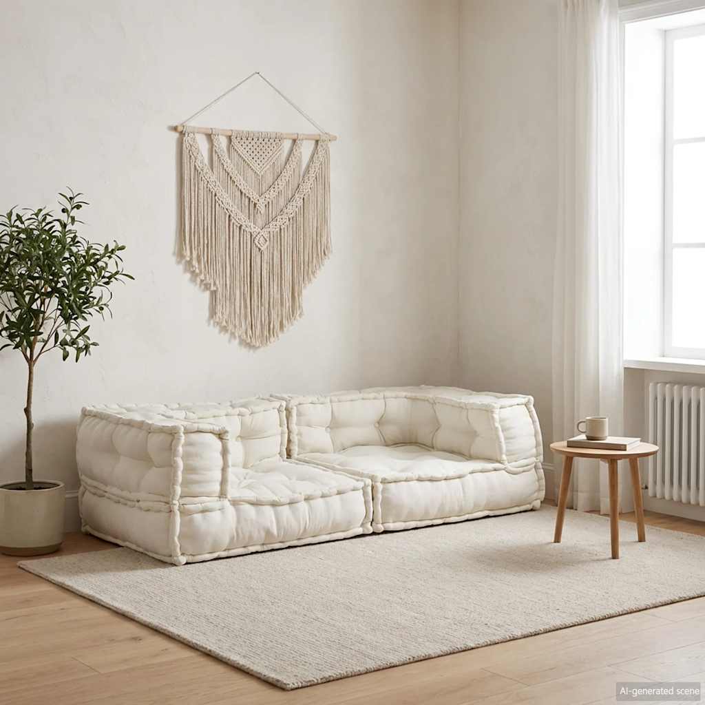 Canapé modulable en tissu fait main
