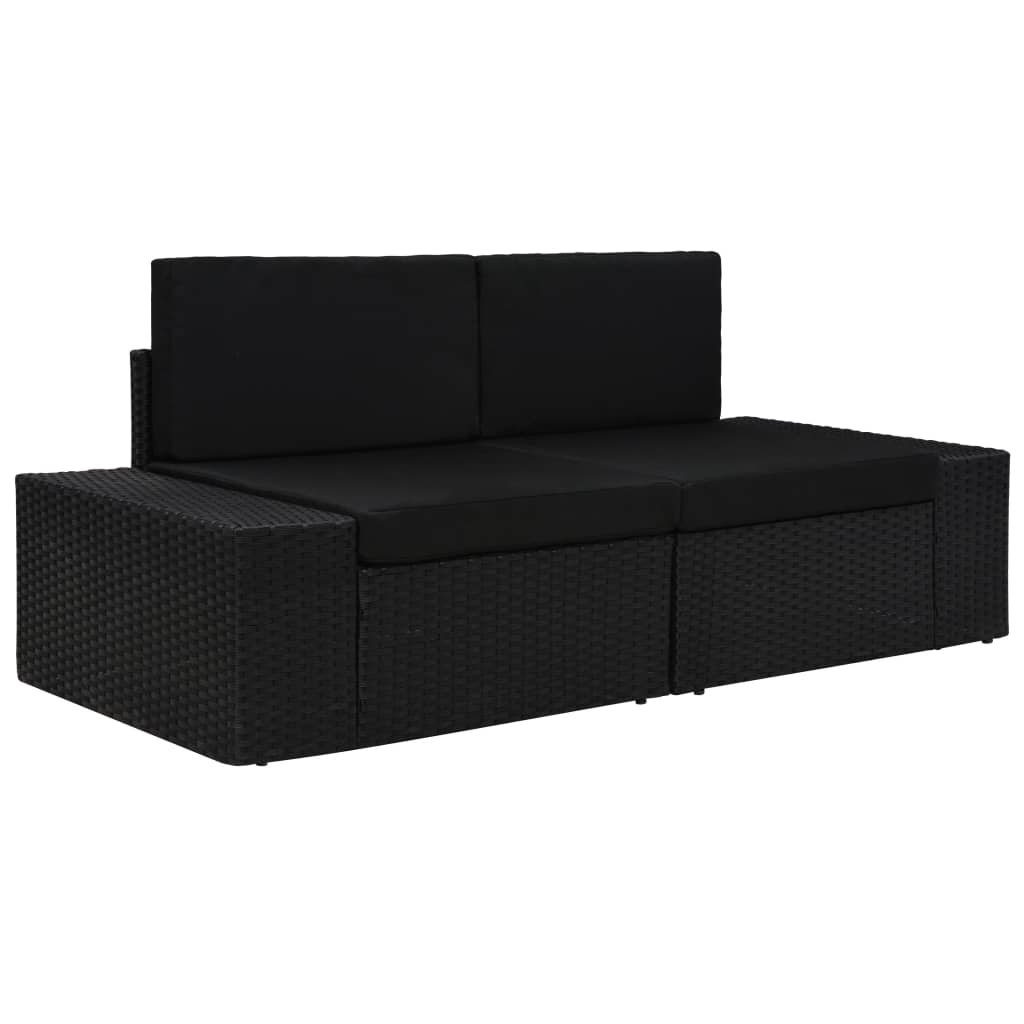 Canapé modulable sectionnel en tissu et résine tressée