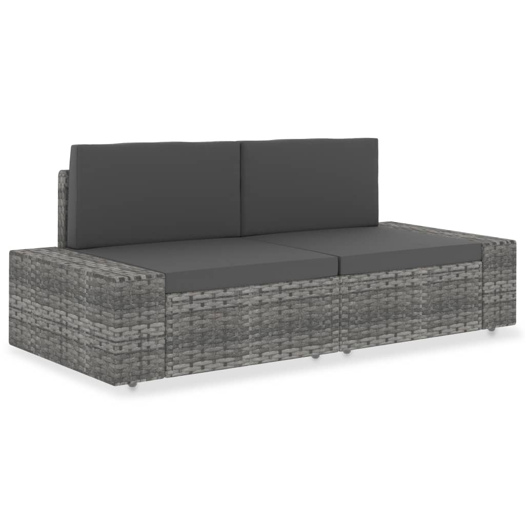 Canapé modulable sectionnel en tissu et résine tressée