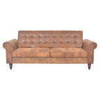 Canapé convertible style Chesterfield en daim marron