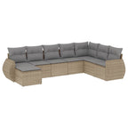 Canapé modulable de jardin en tissu et résine tressée (8 places)