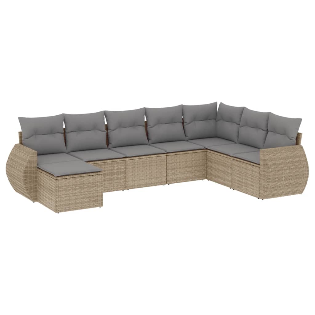 Canapé modulable de jardin en tissu et résine tressée (8 places)