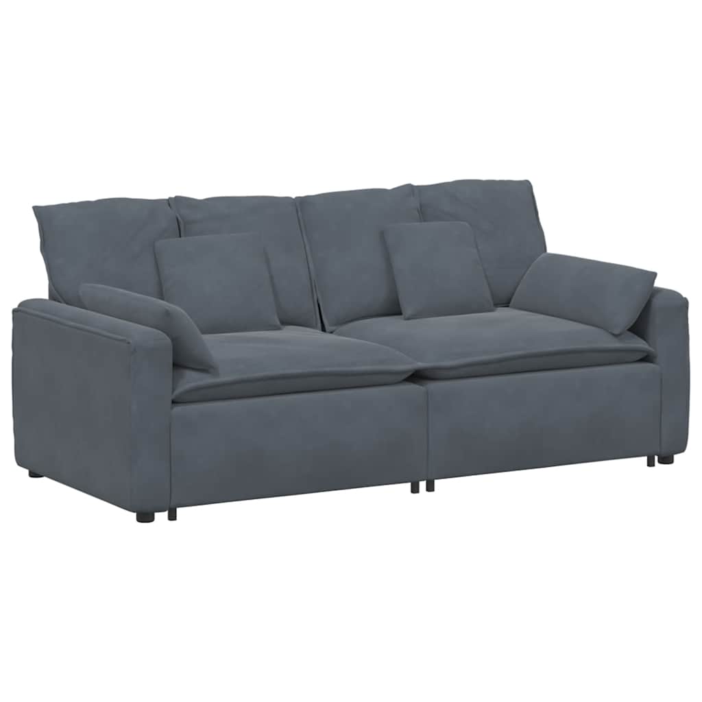 Canapé modulable en velours avec coussins