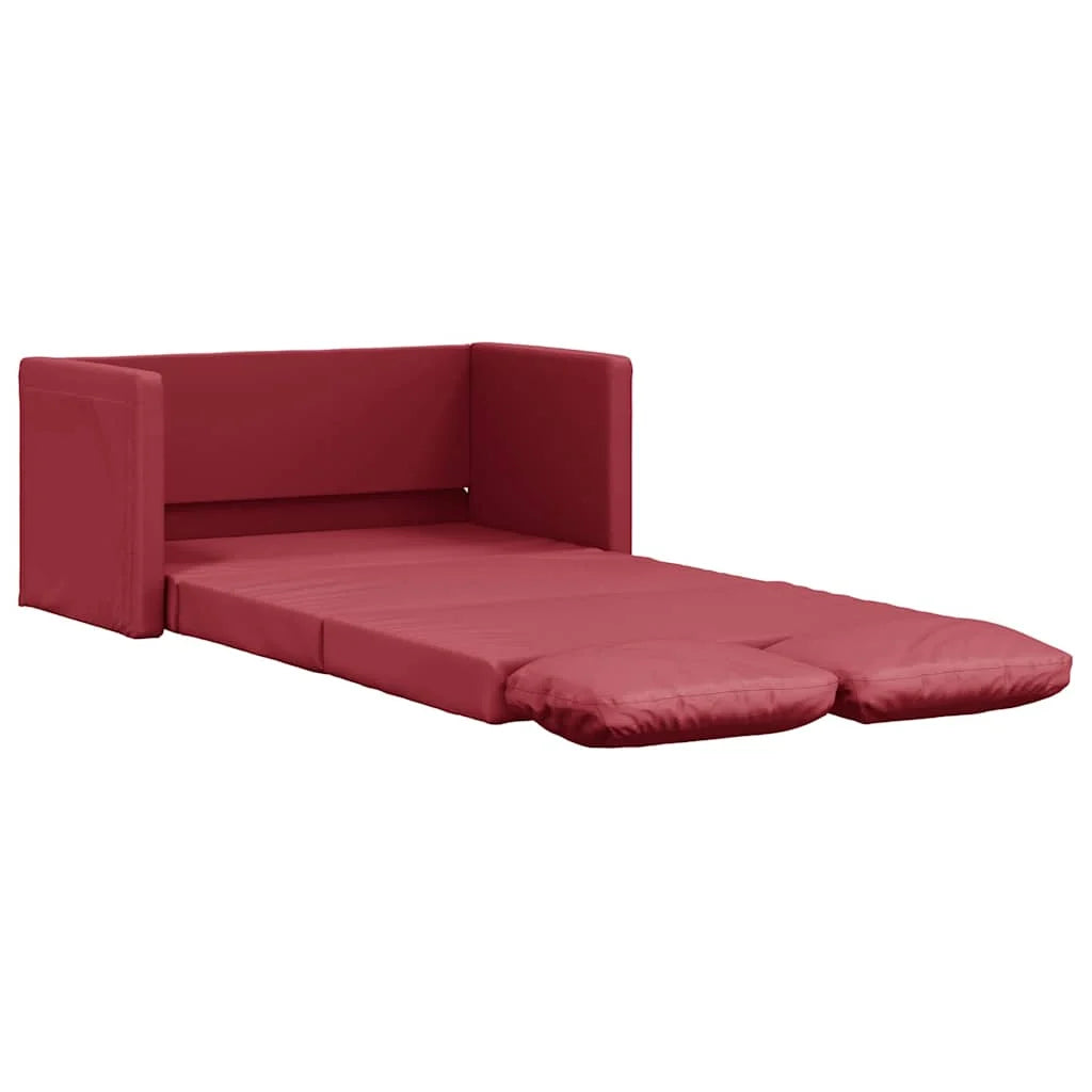 Canapé convertible bordeaux en simili cuir