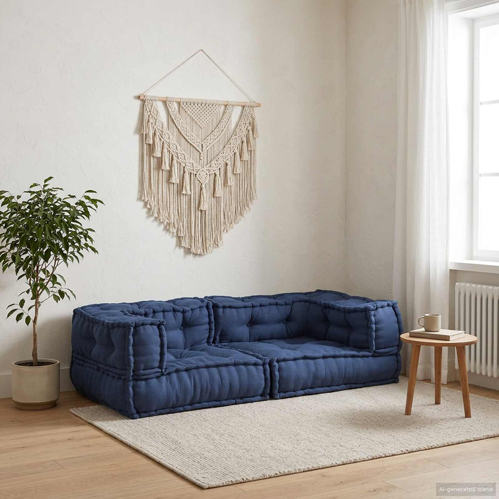Canapé modulable en tissu fait main