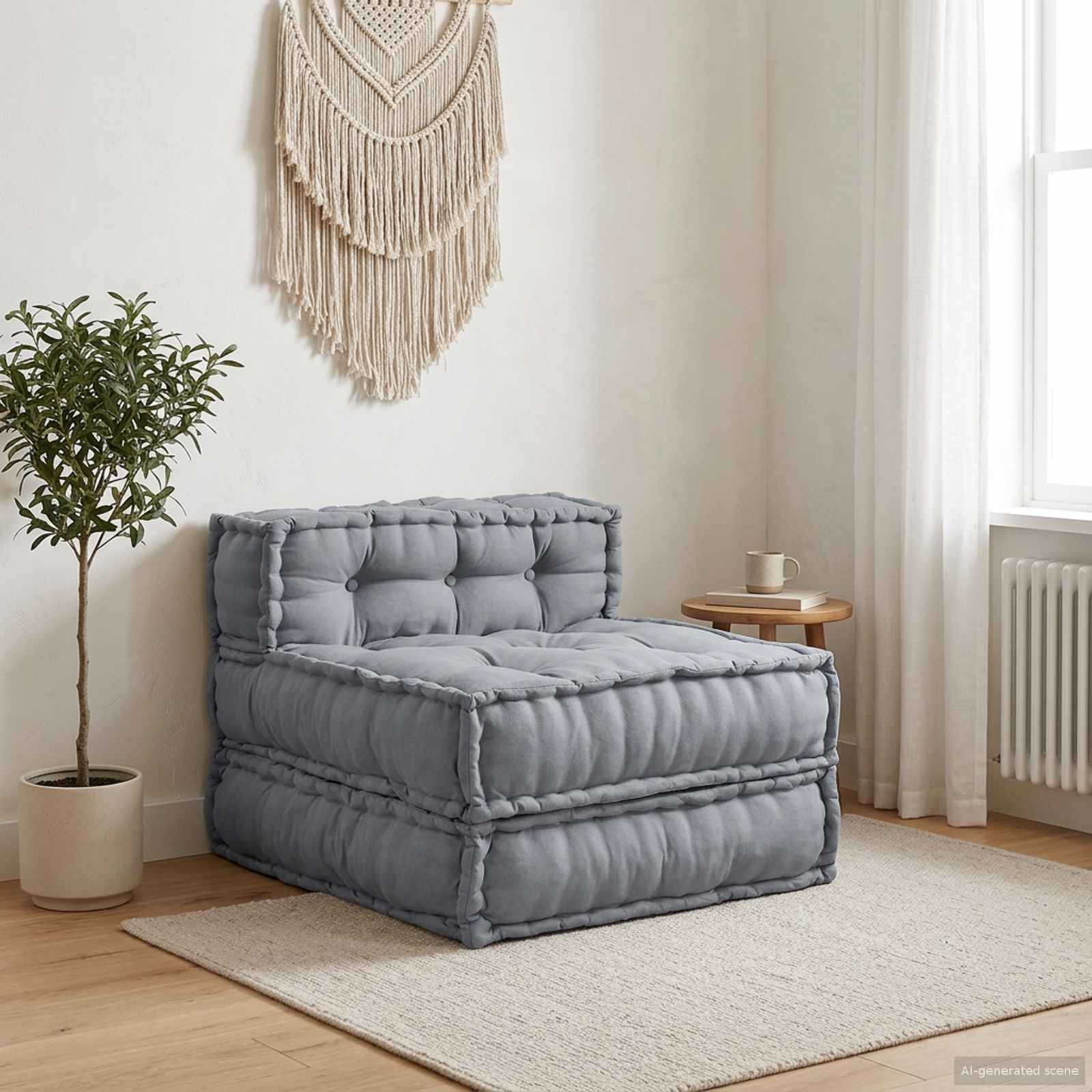 Canapé modulable en tissu fait main