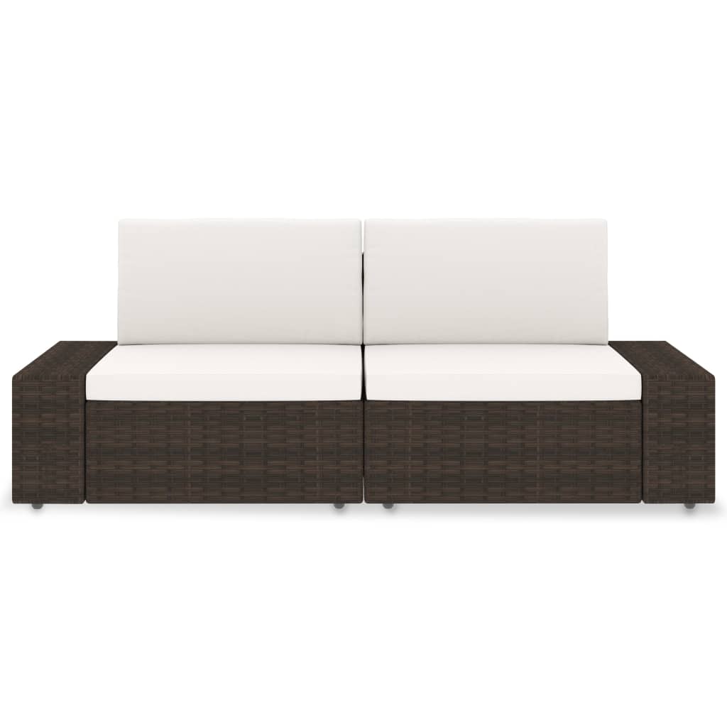Canapé modulable sectionnel en tissu et résine tressée
