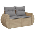 Canapé modulable de jardin en tissu et résine tressée (8 places)