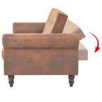 Canapé convertible style Chesterfield en daim marron