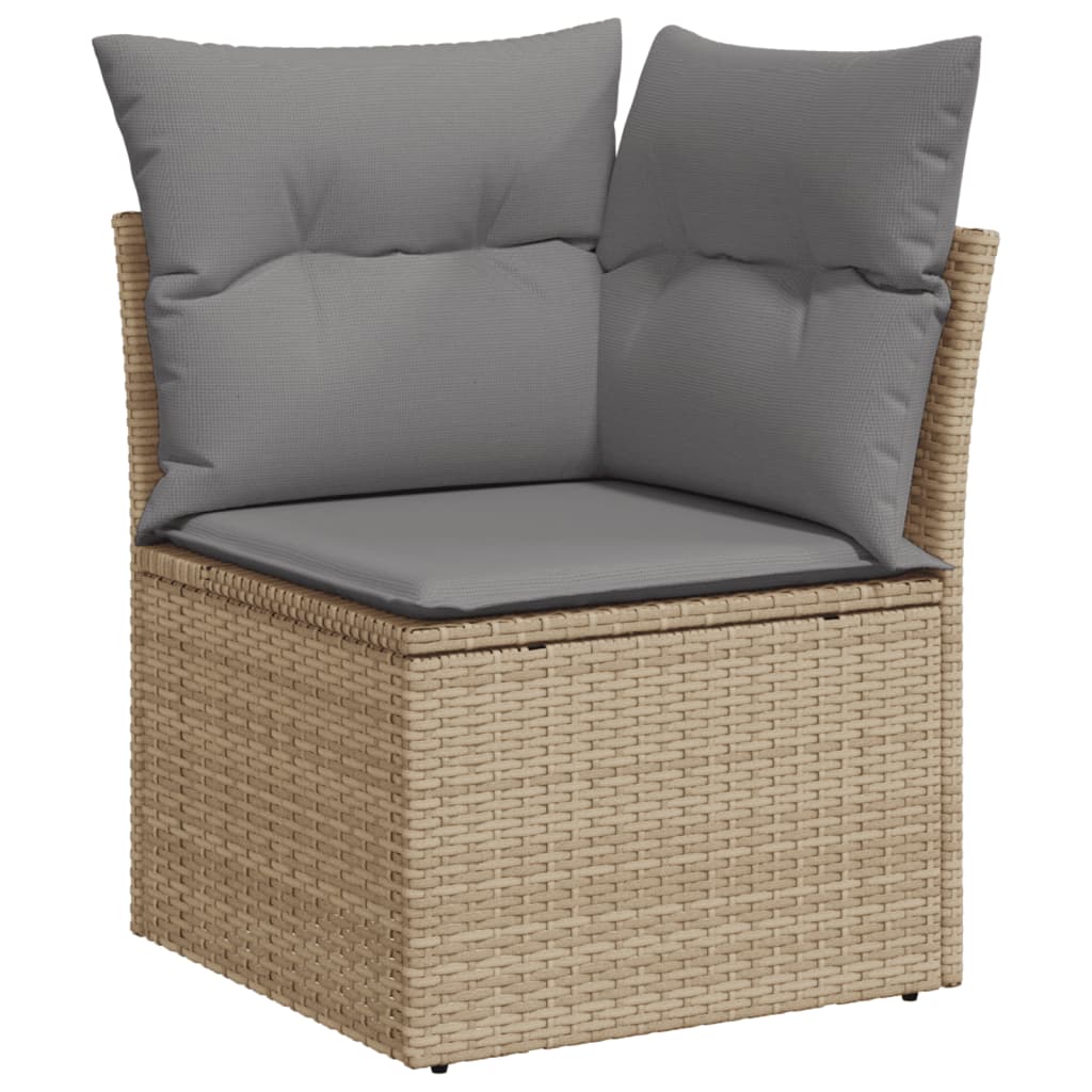 Canapé modulable de jardin en tissu et résine tressée (8 places)