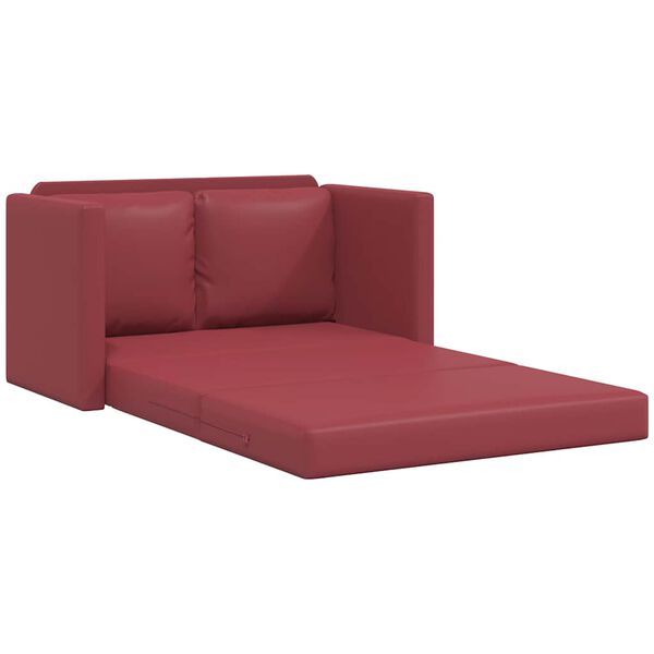 Canapé convertible bordeaux en simili cuir
