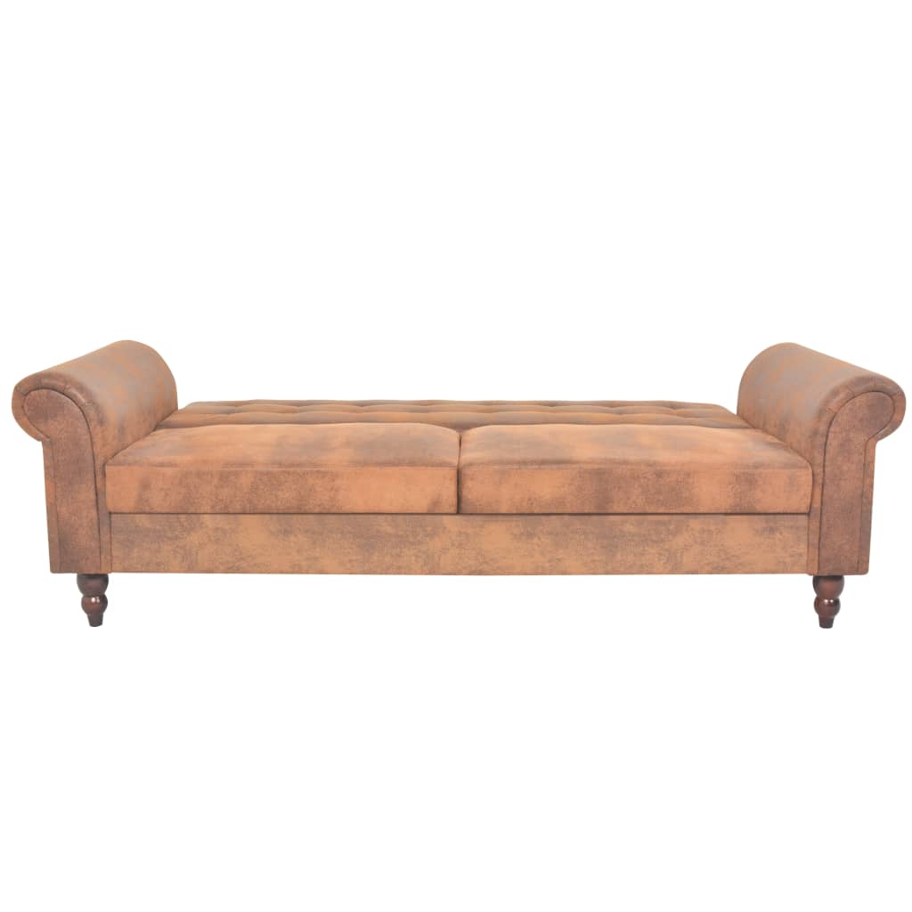 Canapé convertible style Chesterfield en daim marron