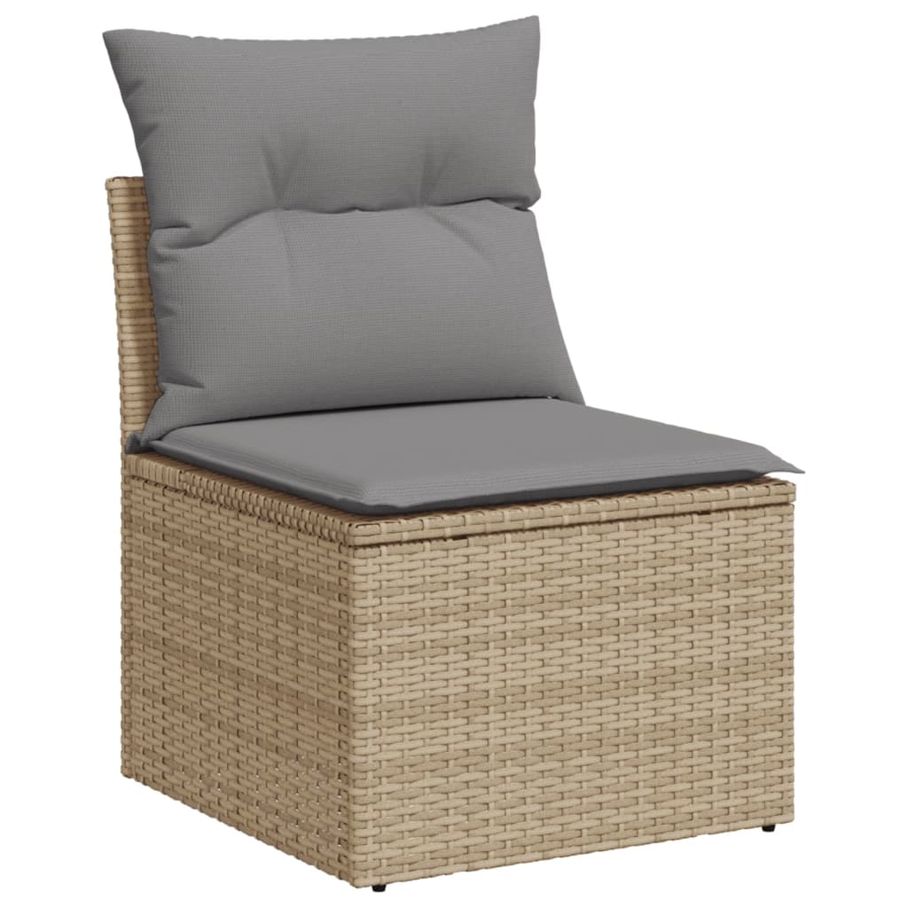 Canapé modulable de jardin en tissu et résine tressée (8 places)