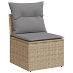 Canapé modulable de jardin en tissu et résine tressée (8 places)