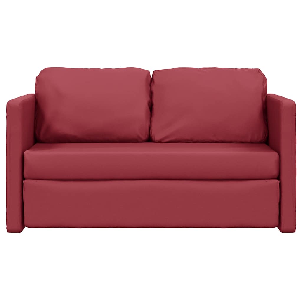 Canapé convertible bordeaux en simili cuir