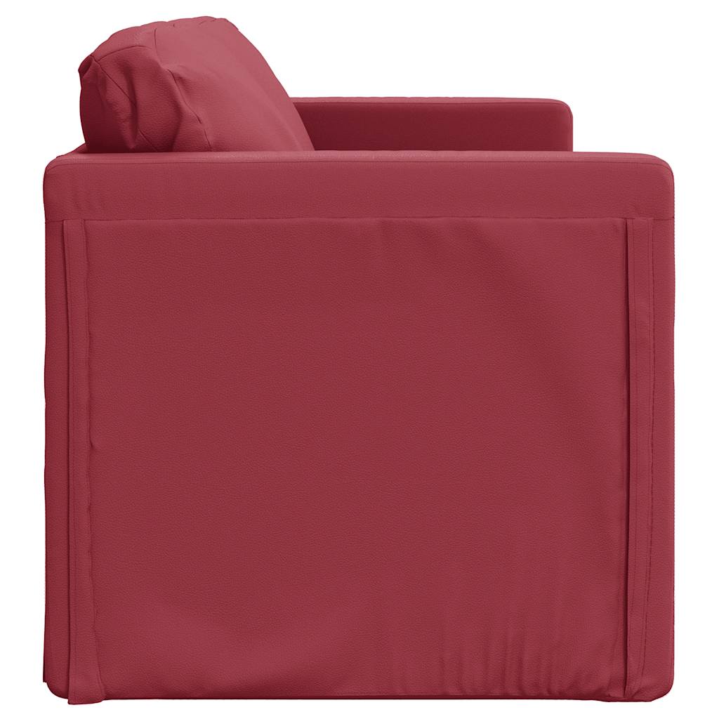Canapé convertible bordeaux en simili cuir