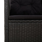 Canapé d'angle inclinable en résine tressée noir avec coussins