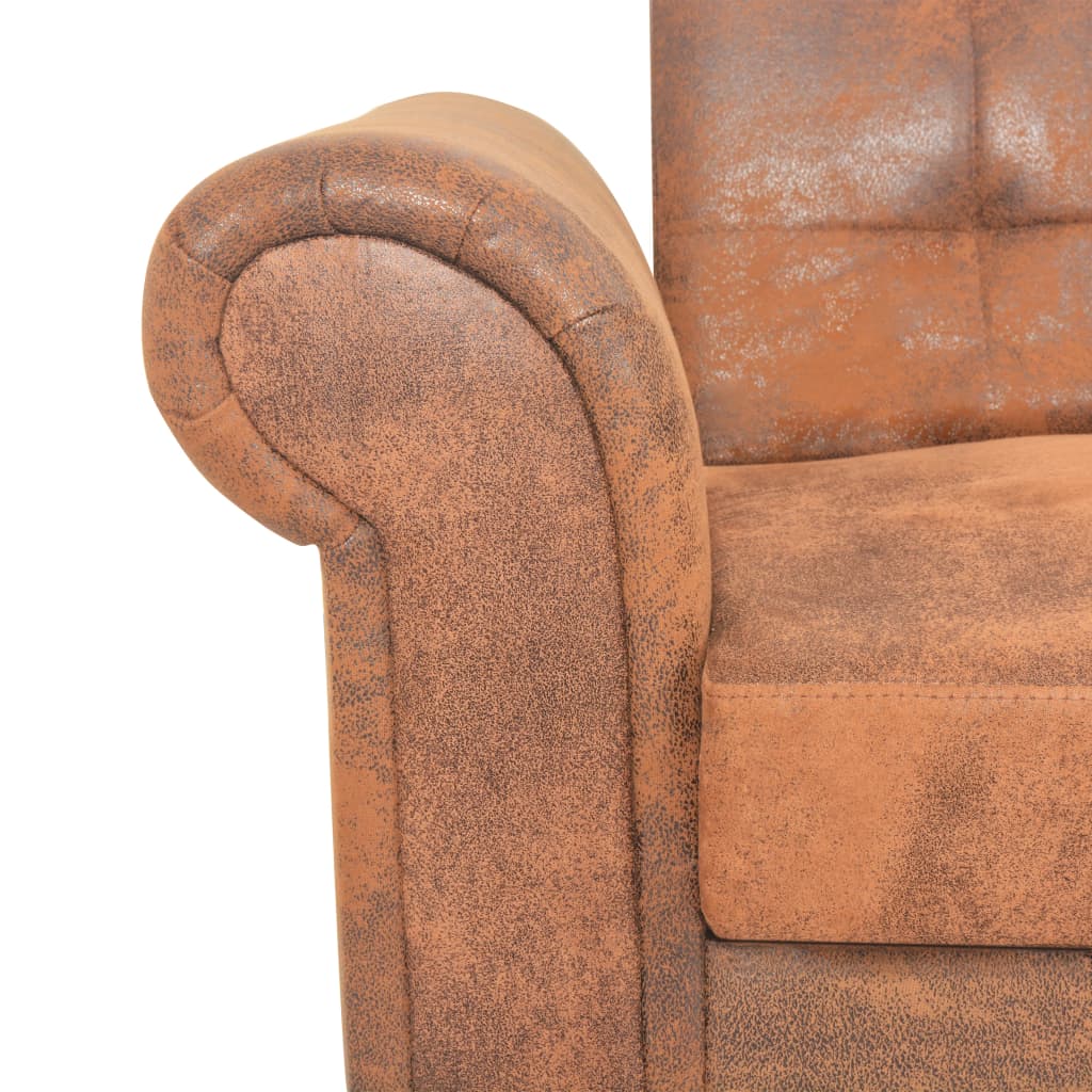 Canapé convertible style Chesterfield en daim marron