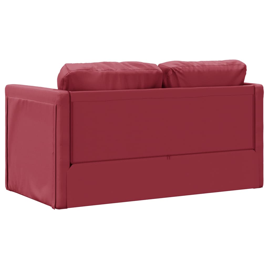 Canapé convertible bordeaux en simili cuir