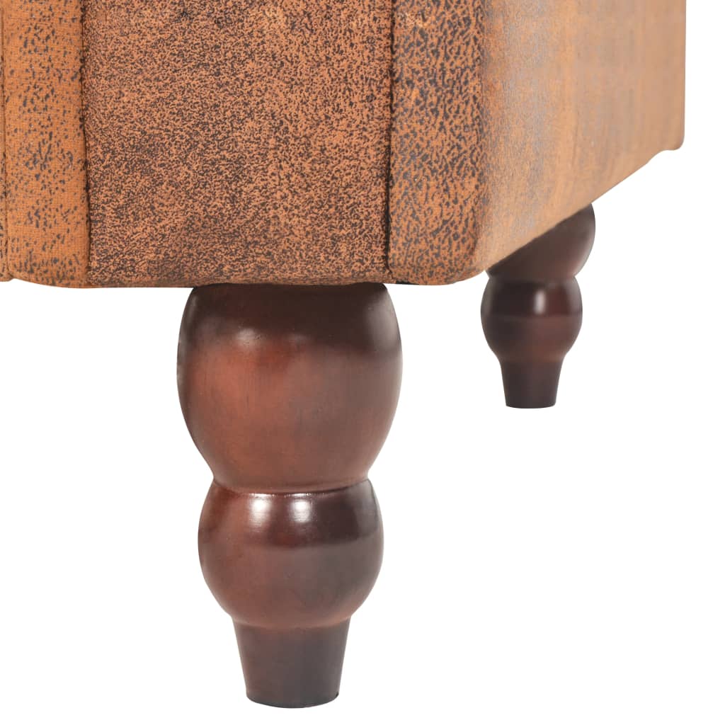 Canapé convertible style Chesterfield en daim marron